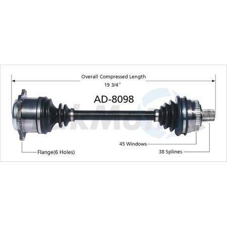 Surtrack Axle Cv Axle Shaft, Ad-8098 AD-8098